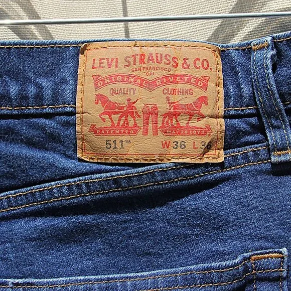 Levi's 511 Tall and Slim Fit Men's Dark Wash Jeans W36 x L36 - Picture 3 of 10